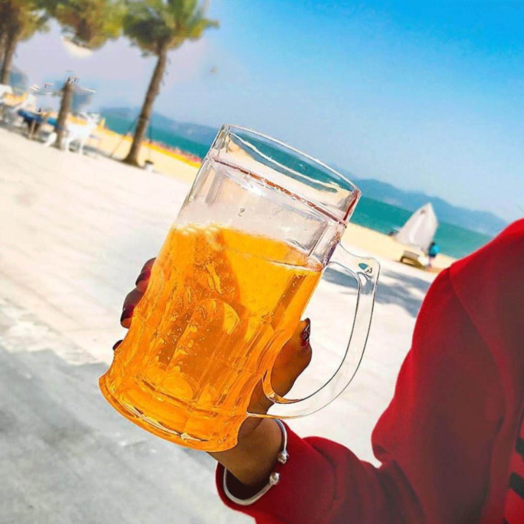 Set of 4 PS Material Tankard Beer Mugs Imitate Glass Beer Cups Durable & Unbreakable Party Drink Tool for Bar Beverage