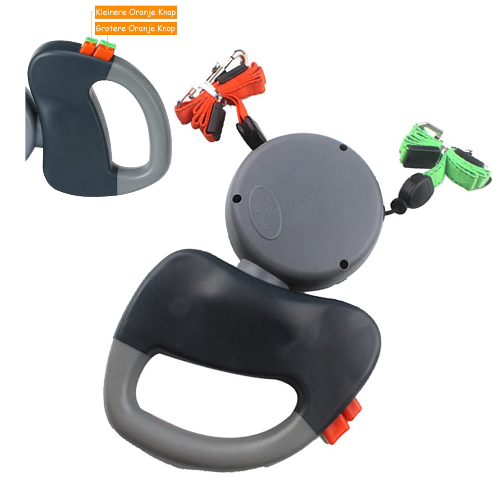 Generic Laisse en Corde Rétractable Durable pour Chien avec Système de Verrouillage à Une Main pour Promener Deux Chiens, visibilité Nocturne, Accessoire Double Laisse de 3 Mètres (Gray)
