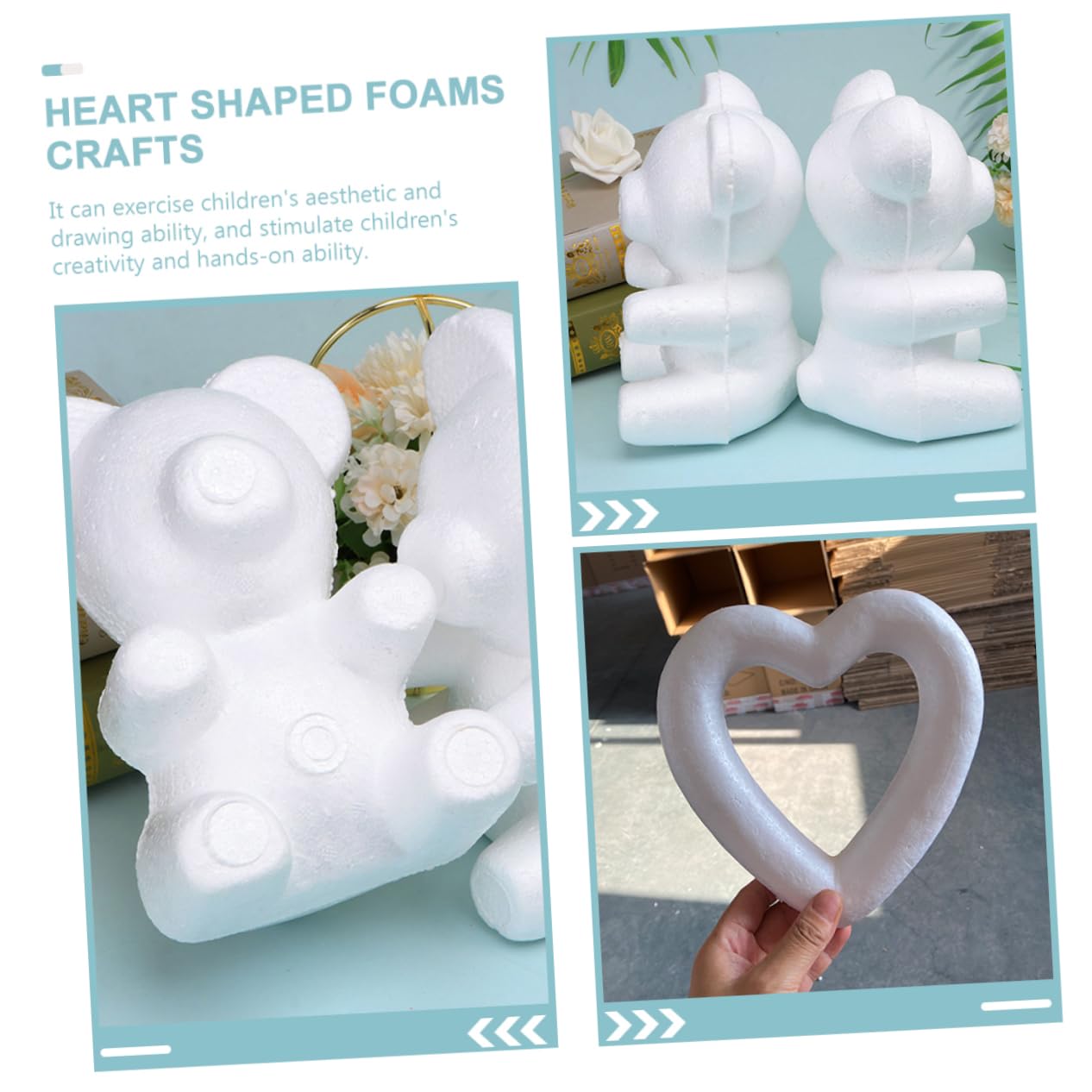 Artibetter 3 Sätze Schaummodell Bear Peach Heart Schaumstoffe Tragen Unvollendetes Schaumstoffhandwerk Klein Geformt Schaumform Tragen Bärenförmiges Handwerk Schäume Handwerk Weiß 4 Stück * 3