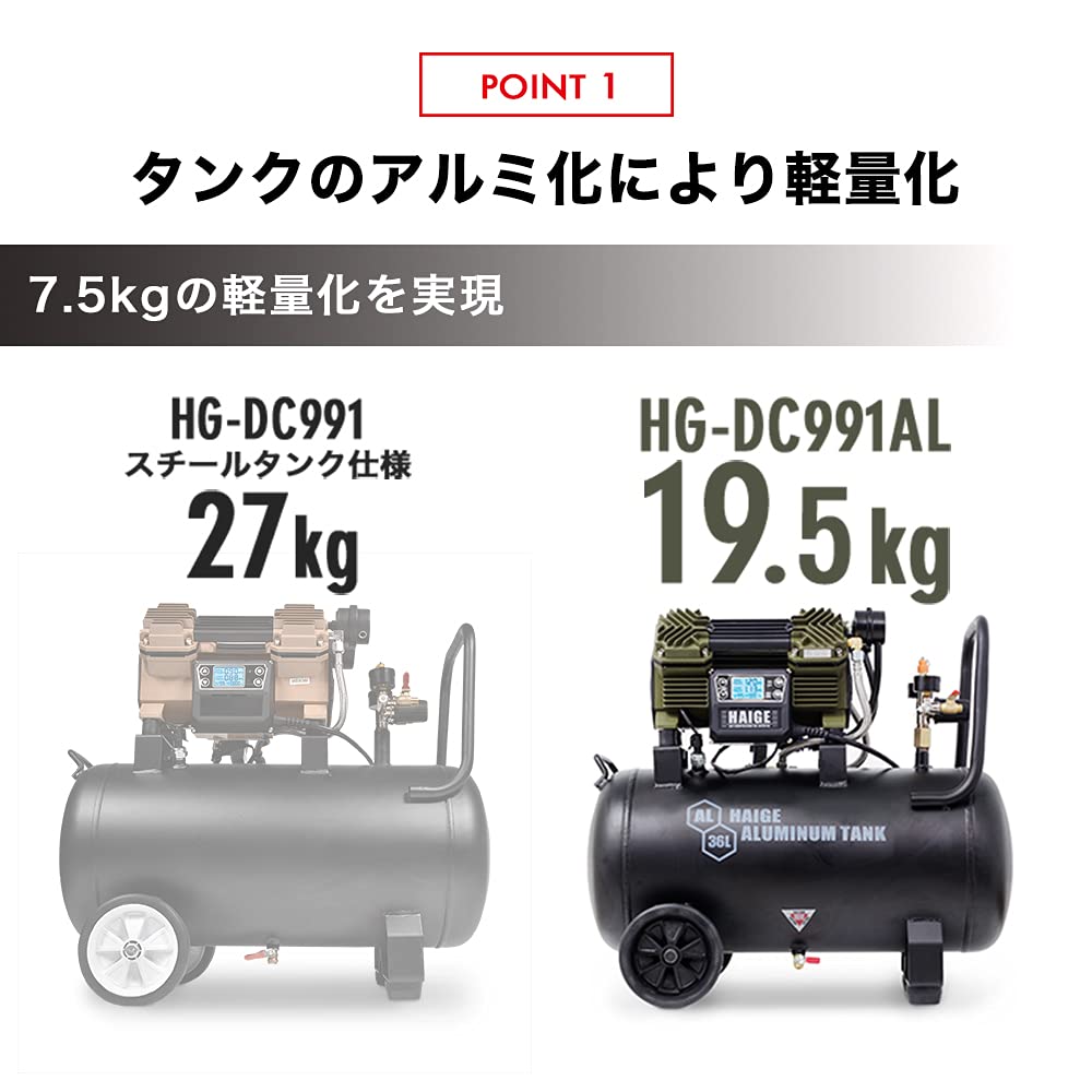 Amazon | HAIGE(ハイガー) 静音 ストレスフリー コンプレッサー 100V 