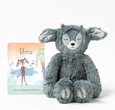 Slumberkins 14" Ibex Kin & Affirmation Card Bundle | Promotes Emotional Courage, Resilience & Empathy | Social Emotional SEL Tools for Boys & Girls