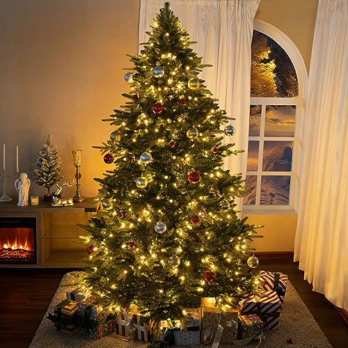 Naomi Home 7.5ft Pre-Lit Rustic Christmas Tree: 800 Warm Lights, 3661 Branch Tips