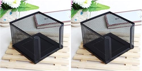 Operitacx 2 unids Nota Memo Accesorios de Oficina Cubo Colección de Papel Almacenamiento de Malla Negra Organizador Dispensador Mesa Cuadrado