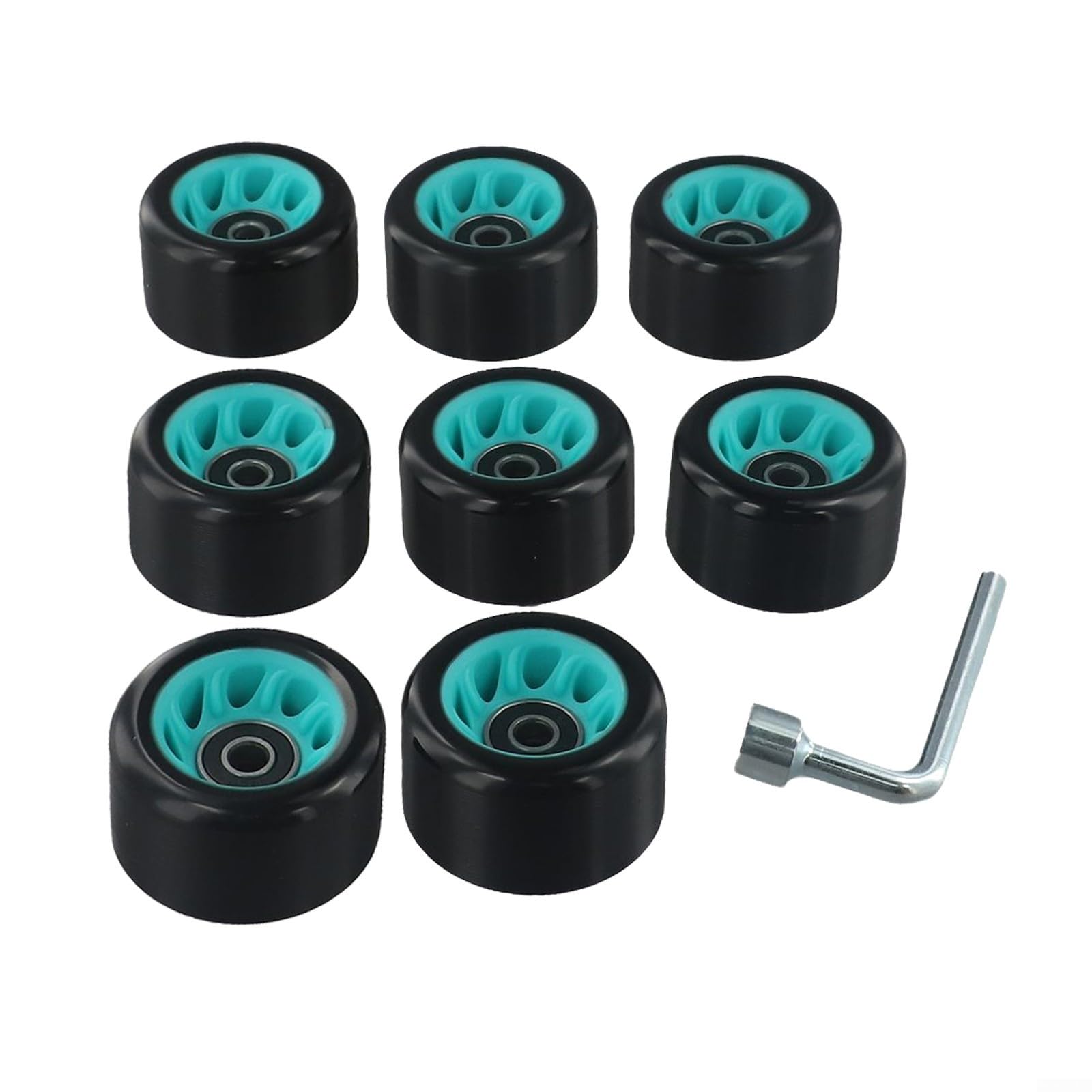 Lot de 8 roues de patins à roulettes pour skateboard à double rangée et quad avec matériau PU et roulements en acier au carbone, adaptées pour les surfaces asphaltées et de parc (noir (bleu (88A))