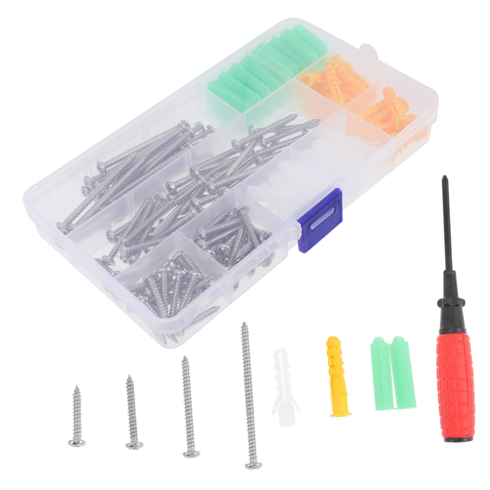 MUCKLILY Drywall Anchors and Screws Kit Screw Anchor Set Assorted Sizes Wall Hanging Kit Concrete Wall Fixing