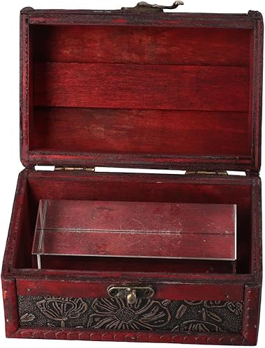 Miniatura 7 de Pequeño cofre del tesoro con caja de seguridad Cosméticos Joyería Regalo Tesoro Caja de almacenamiento Artesanía de madera Adornos decorativos para