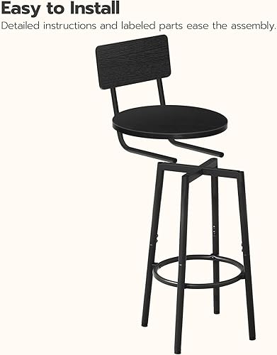 Miniatura 9 de HOOBRO Taburetes de bar, juego de 2 taburetes de bar con reposapiés y respaldo, sillas de bar para isla de cocina, comedor, taburetes de bar con