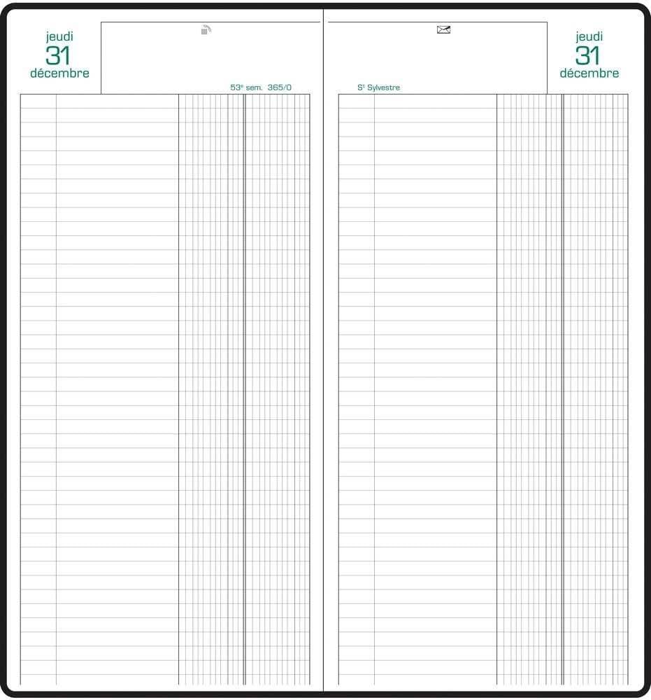 Exacompta 38582E - 1 Agenda Civil du Banquier Long 2 Volumes Noir - Dimension 34 x 16 cm - Janvier 2025 à Décembre 2025