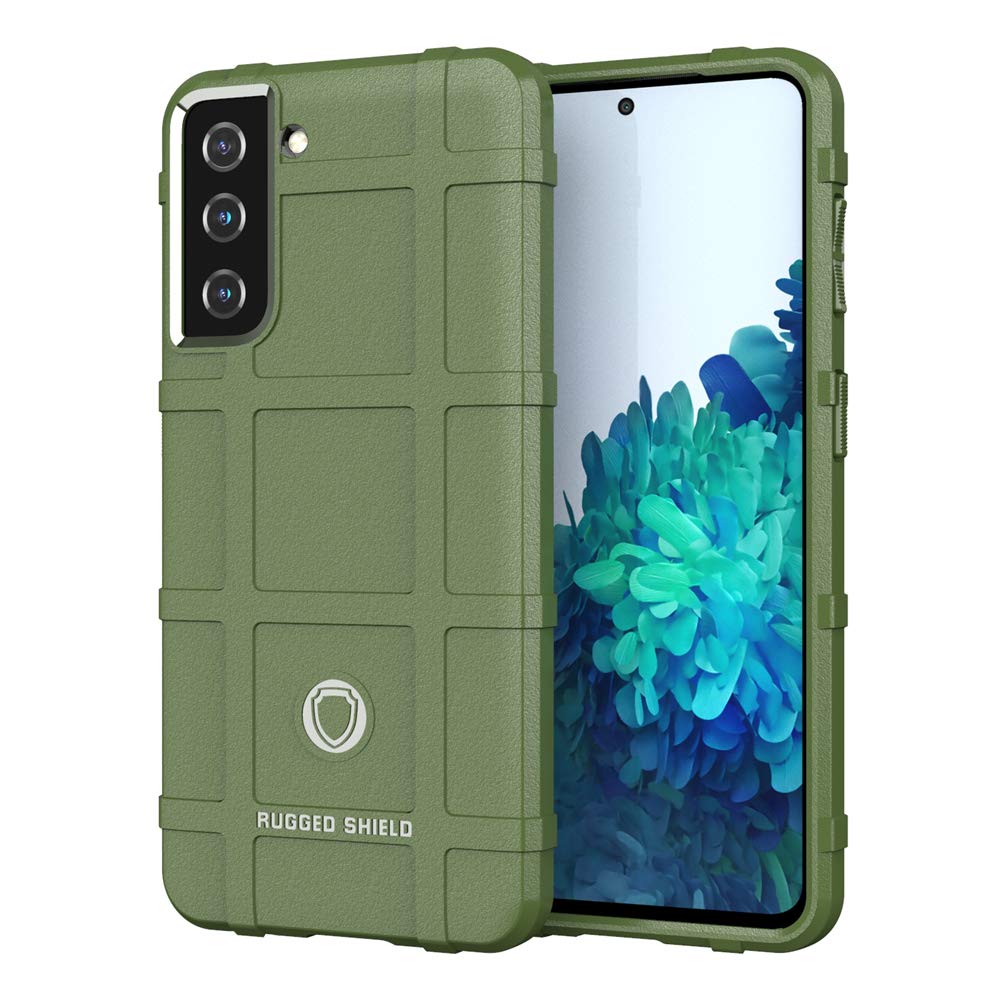 for S21 5G Case, (Rugged Shield Series) TPU Thick Solid Rough Armor Tactical Protective Cover Case Compatible with Galaxy S21 (6.2 inches) - Army Green