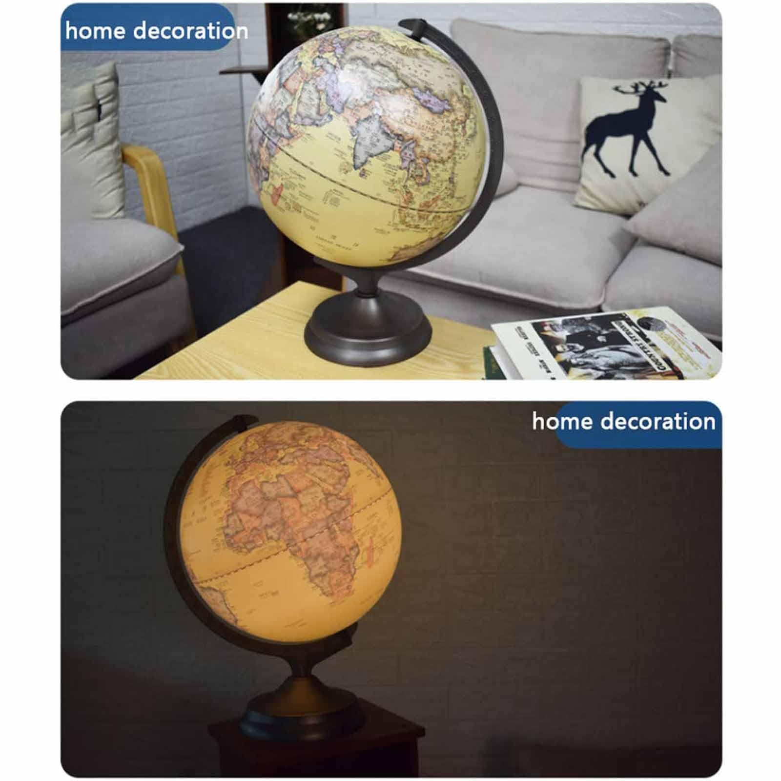Globo terráqueo de 12 pulgadas, mapa en relieve elevado, luz nocturna recargable con soporte de escala de metal y base, globo con mapa en relieve, decoración del hogar (Size : Blue)