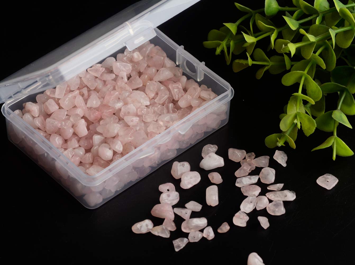 400pcs Natural Rose Quartz Chip Stone Beads – 5-8mm Irregular, Drilled For Jewelry Making