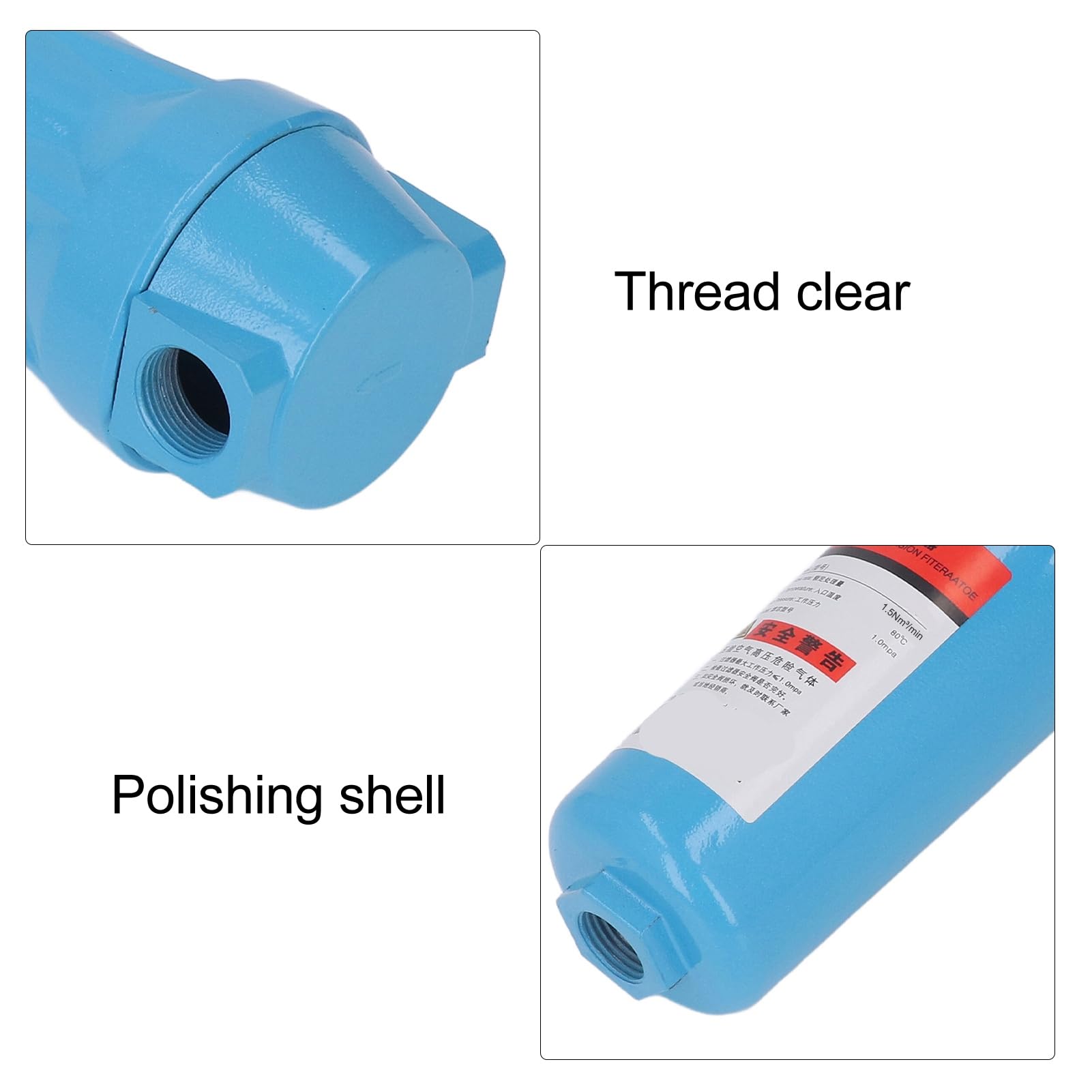 Sèche-linge comprimé Filtre à Air Fil Clair Réservoir de Stockage Compresseur Filtre à Air Accessoires de Compresseur D'air avec Boîtier épaissi (Classe S 015)DN20 3/4in) Dégraissage)