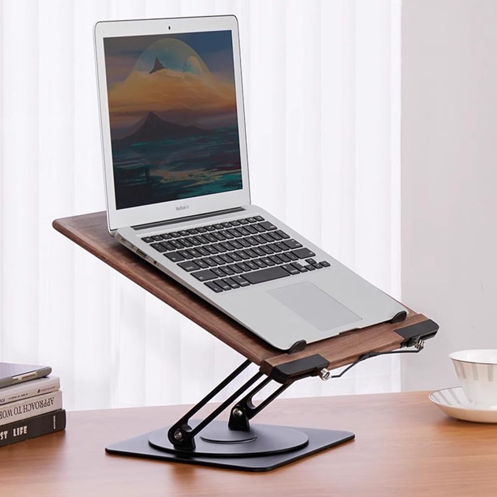 Leggio In Legno Pieghevole Con Base Girevole 360° - Supporto Per Libri, Tablet E Laptop, Regolabile Per Cucina, Ufficio E Studio - Foto 6