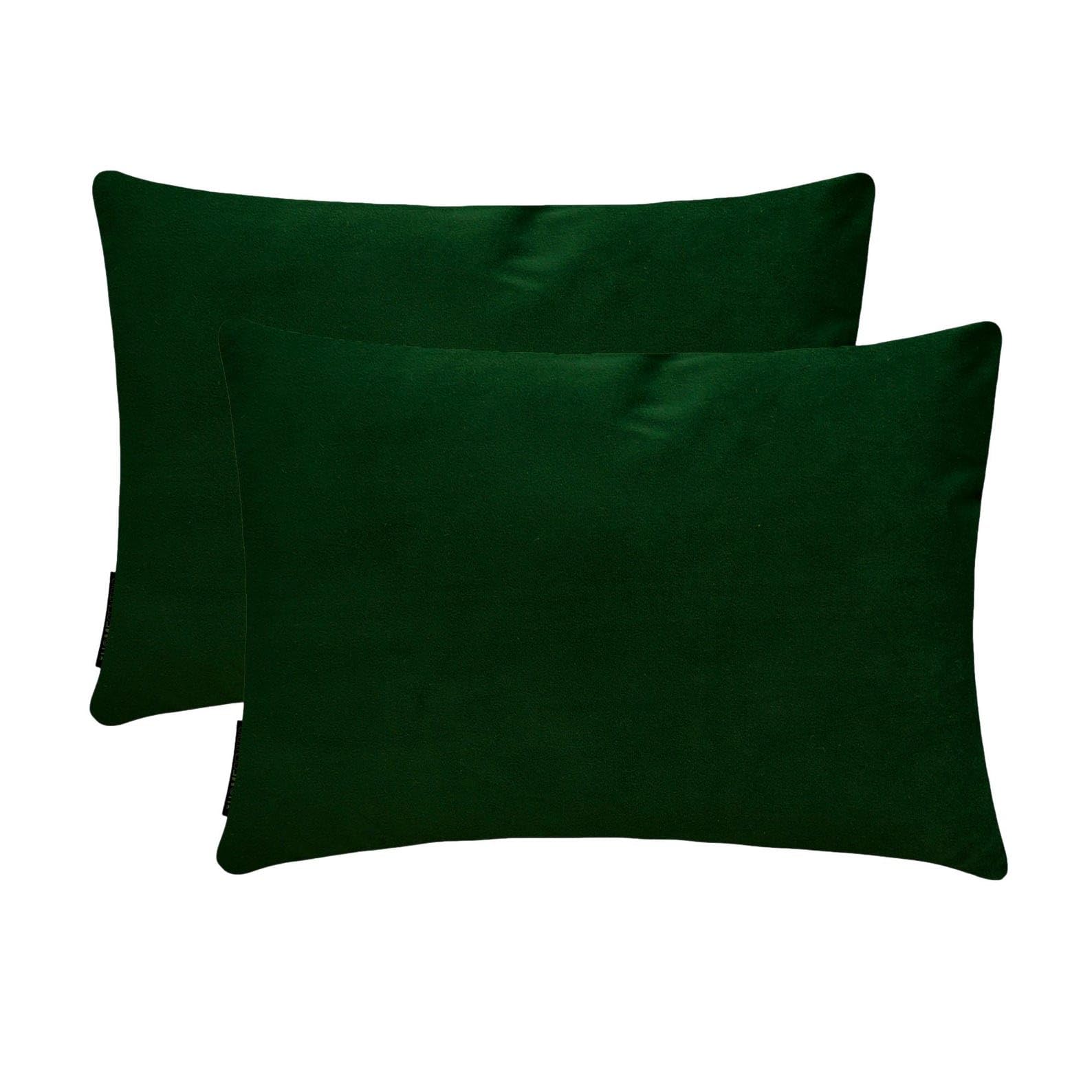 Verde bottiglia Lusso Copricuscino oblungo 50x135 cm | Set di 2 Moderno Velluto Fodera per cuscino | Solido semplice Federe per divano, sofà e letto, arredamento per la casa- Bottle Green Velvet Dream