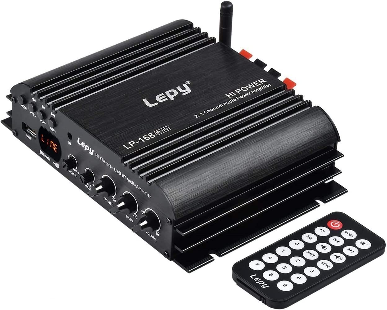 LP-168 Plus Bluetooth 2.1 Canal IR 2X 45W 1x 68W Hi-Fi Estéreo Digital Bajo Audio USB MP3 MP4 DVD Amplificador de Coche con Fuente de alimentación