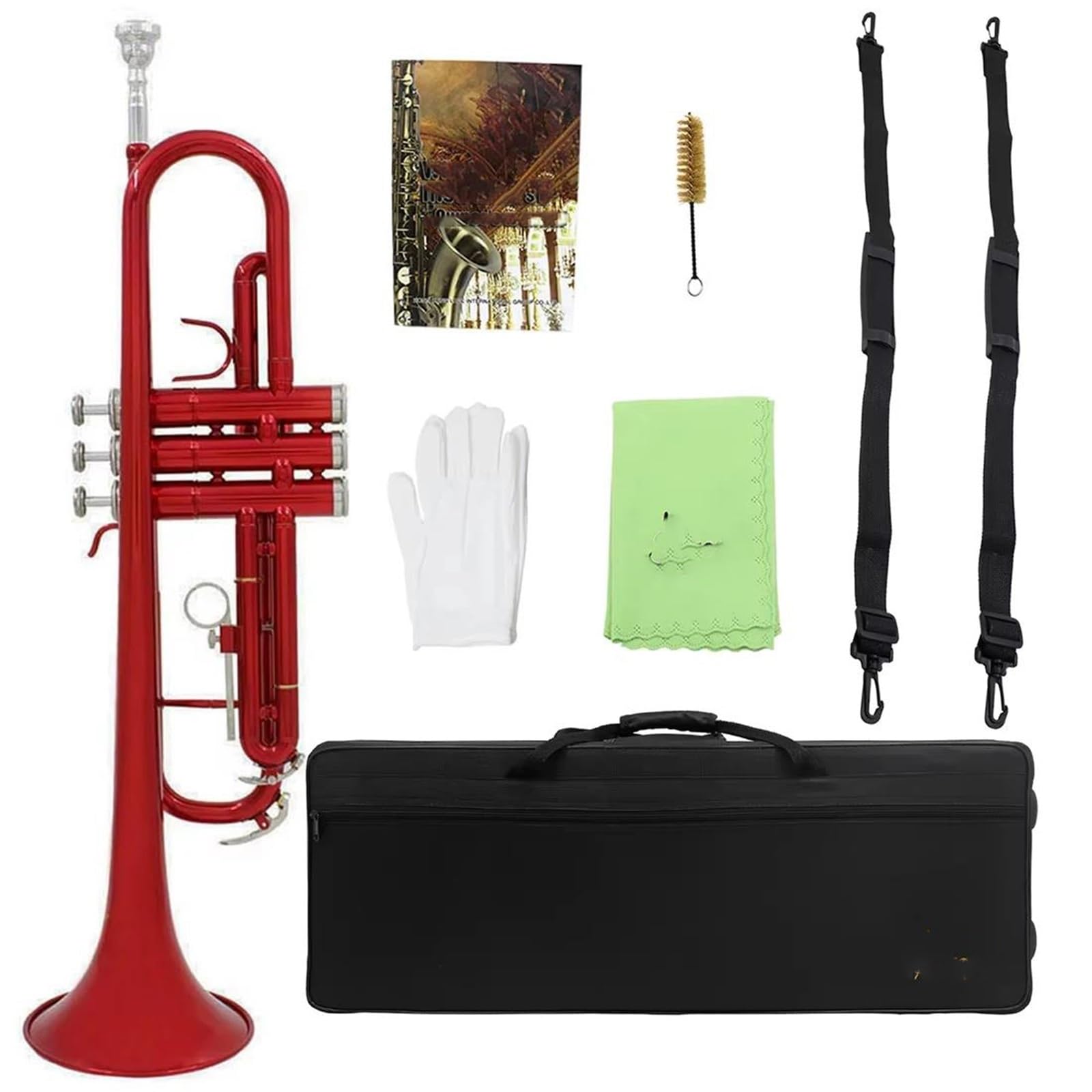 Zestaw instrumentów dętych blaszanych trąbka Czerwona Trąbka B Dur Profesjonalne Instrumenty Dęte Blaszane W Zestawie Z Futerałem I Innymi Akcesoriami