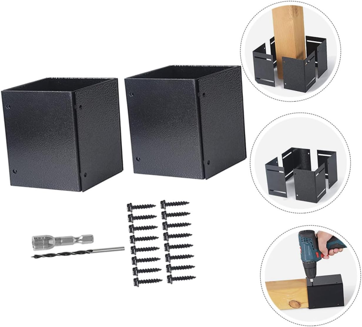 2sets Post Protector for Mailbox and Deck Posts Heavy Duty Railing Base Cover and Easy to Install for Mailbox Support
