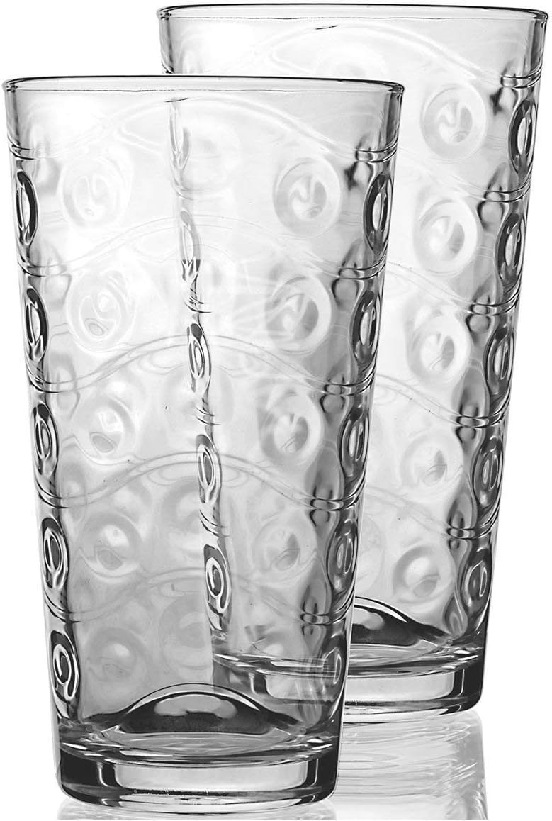 Circleware Cosmo Highball Tumbler Drinking Glasses, Set of 8, Kitchen Entertainment Heavy Ice Tea Beverage Cups Glassware for Water, Beer, Juice, Bar Liquor Farmhouse Decor, 15.7 oz, Clear