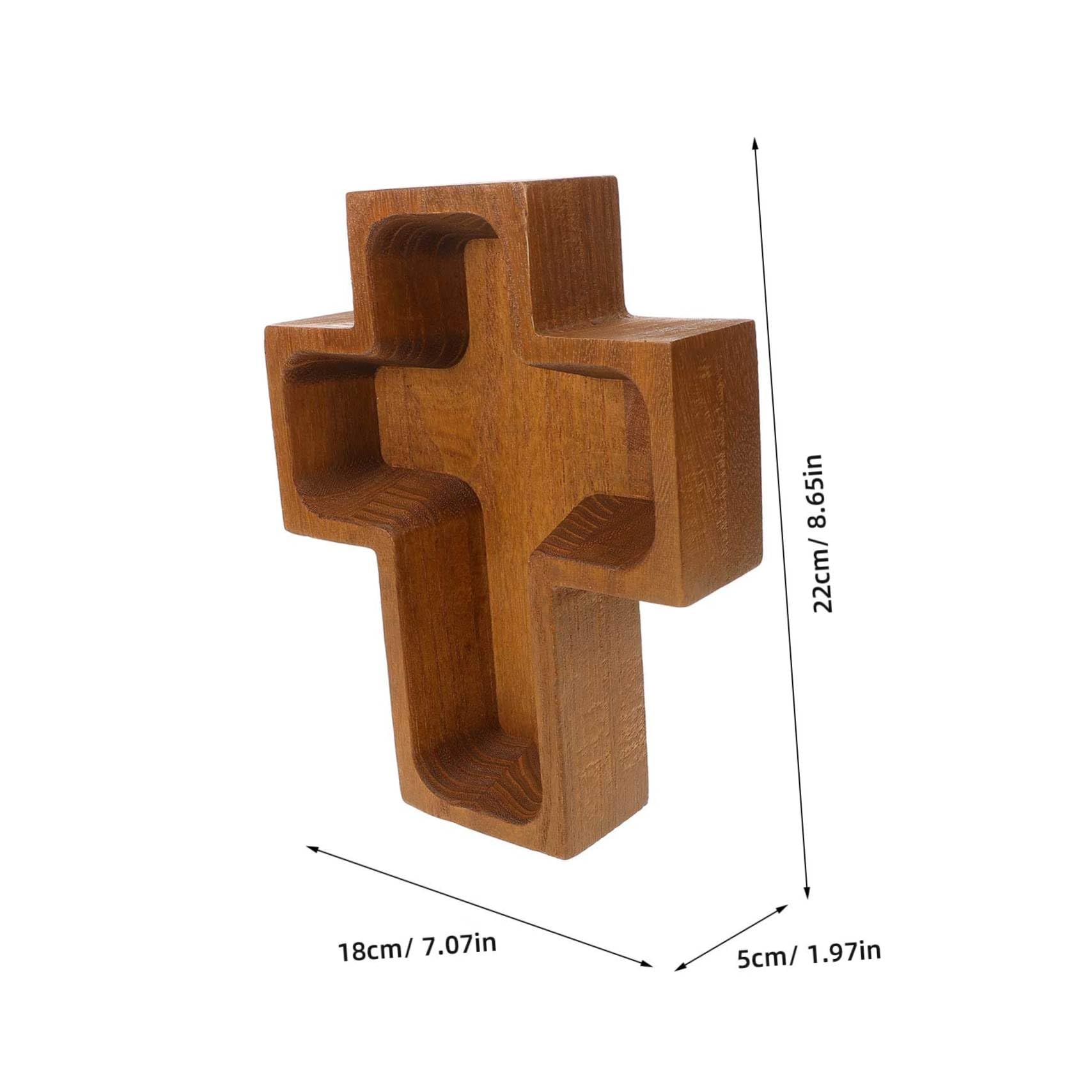 Levemolo Cross Wooden Bowl Dried Fruit Platter Divided Serving Dishes Appetizer Serving Dish Key Bowl Snack Plates Pedestal Bowl Nuts Bowl Religious Cross Bowl Candy Bowl for Office Coffee