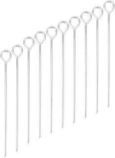 Toyvian 10pcs Heavy Duty Galvanized Steel Camping Tent Stakes with Ring 6x230mm Ground Pegs for Outdoor Hiking and Garden Use