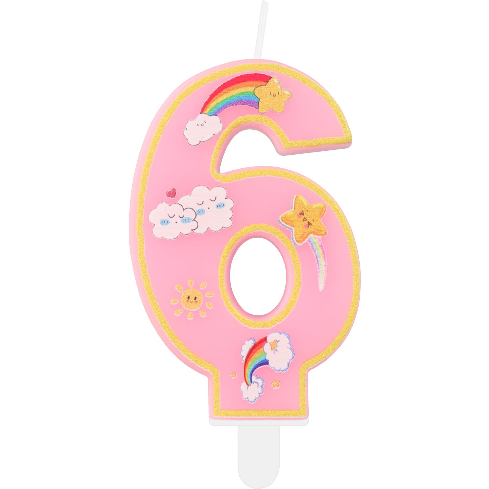 Regenbogen Zahlen-Geburtstagskerzen – Bunt, Cartoon-Motiv, Für Kuchen & Cupcakes (Nummer 4)