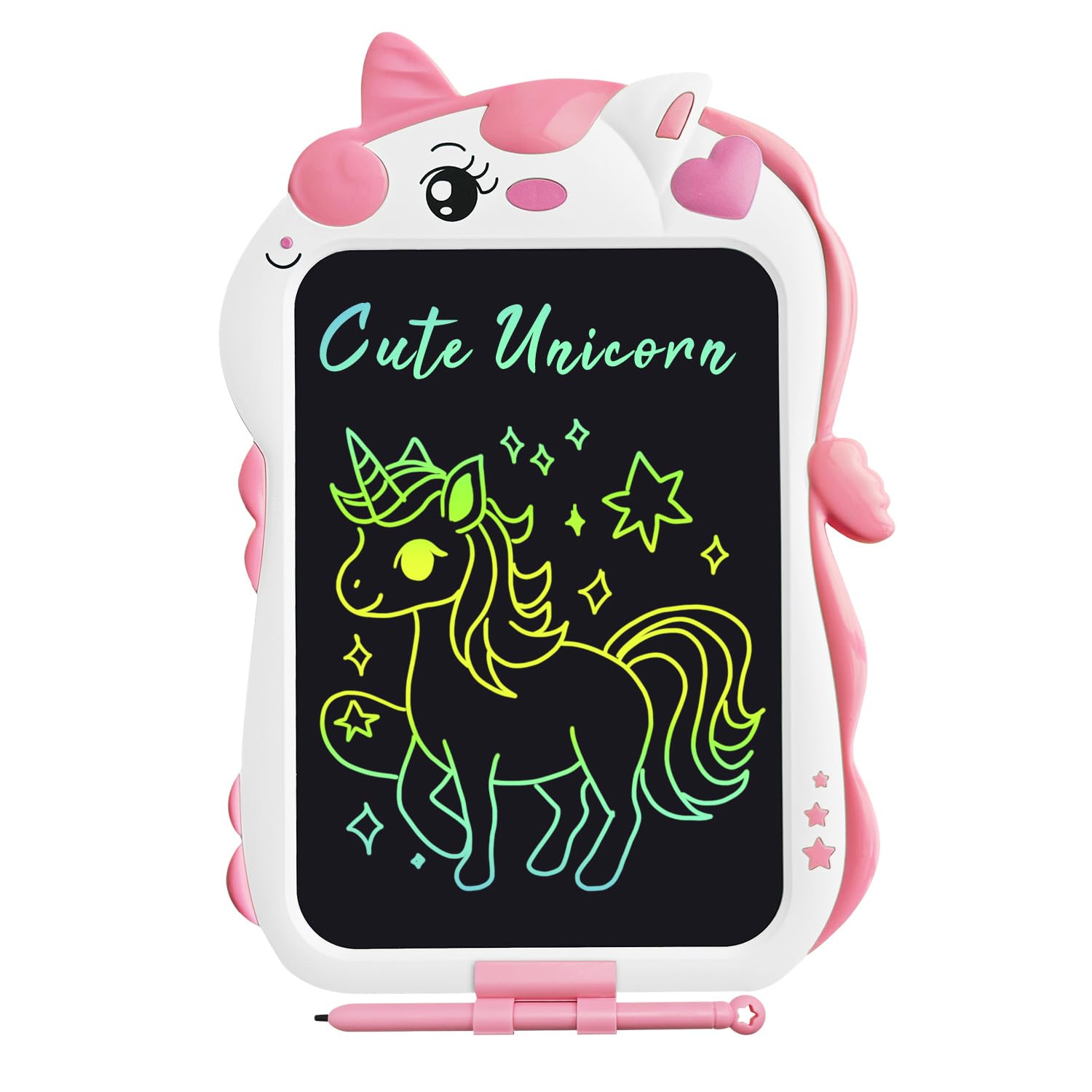POPERFUN 8.5インチLCDお絵描きボード ユニコーン 電子メモパッド 子供 おもちゃ お絵かき ブギーボード お絵かきボード 女の子 男の子 学習 誕生日 クリスマス プレゼント ピンク