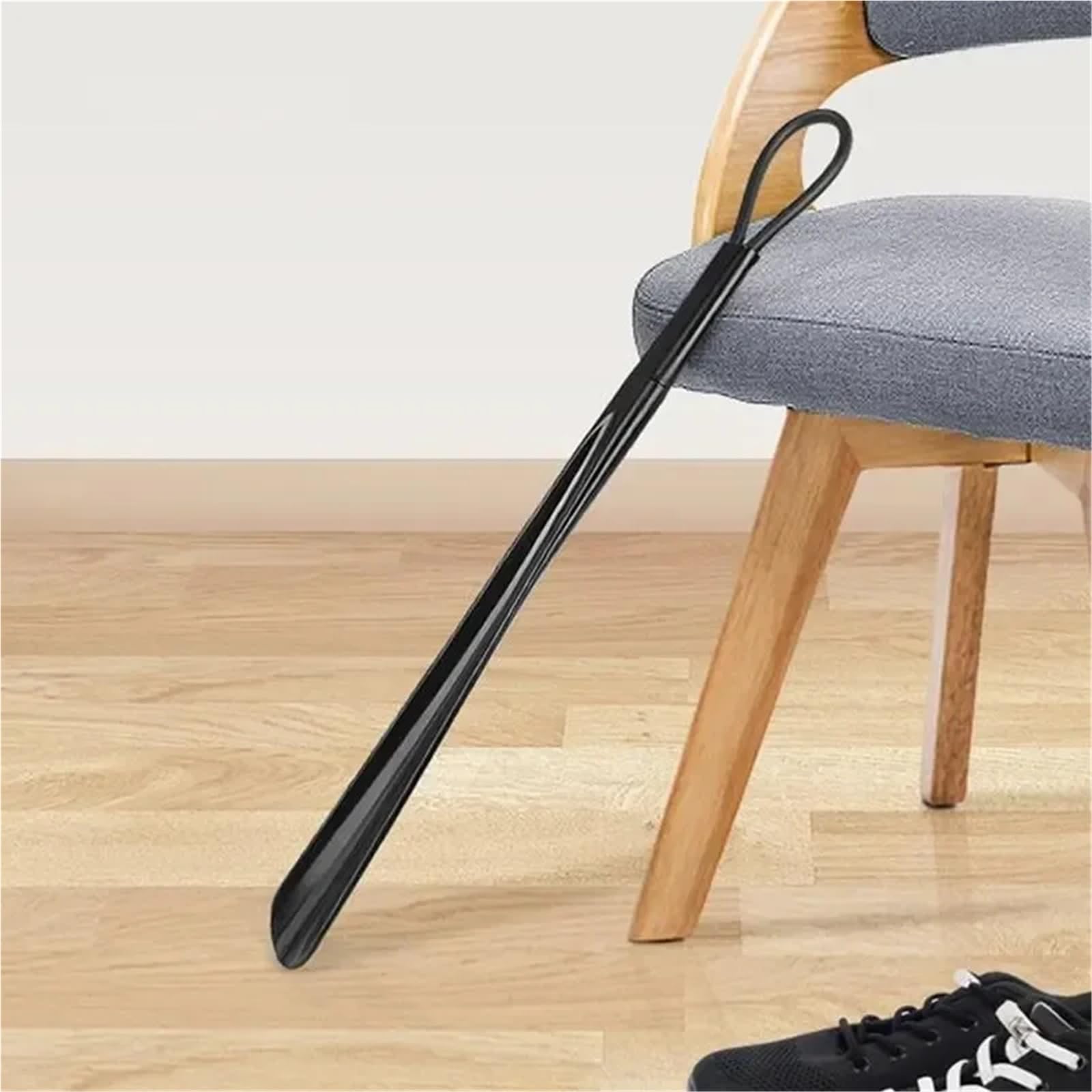 Cuernos de zapato extralargos, cuerno de plástico negro, forma de cuchara, elevador de calzador, accesorios flexibles for zapatos
