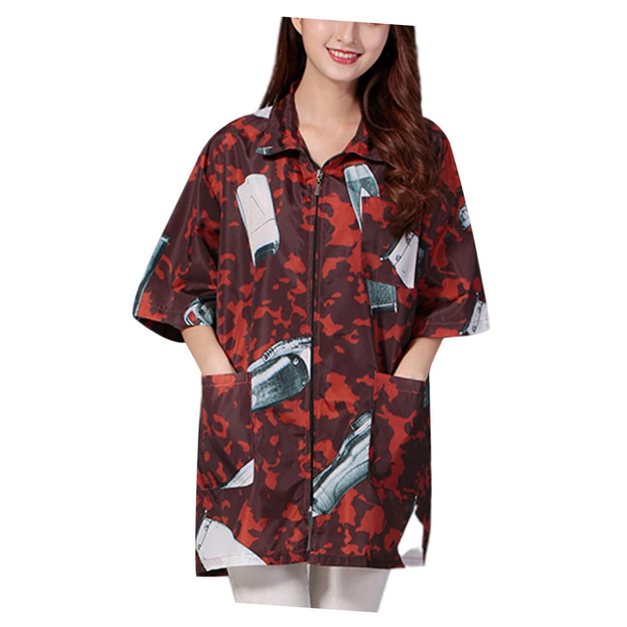 Beavorty Bata de Peluquería Ropa de Trabajo de Tela para Barberos y Estilistas Talla Xl, Fácil de Poner y Quitar, Adecuado para Salón de Peluquería