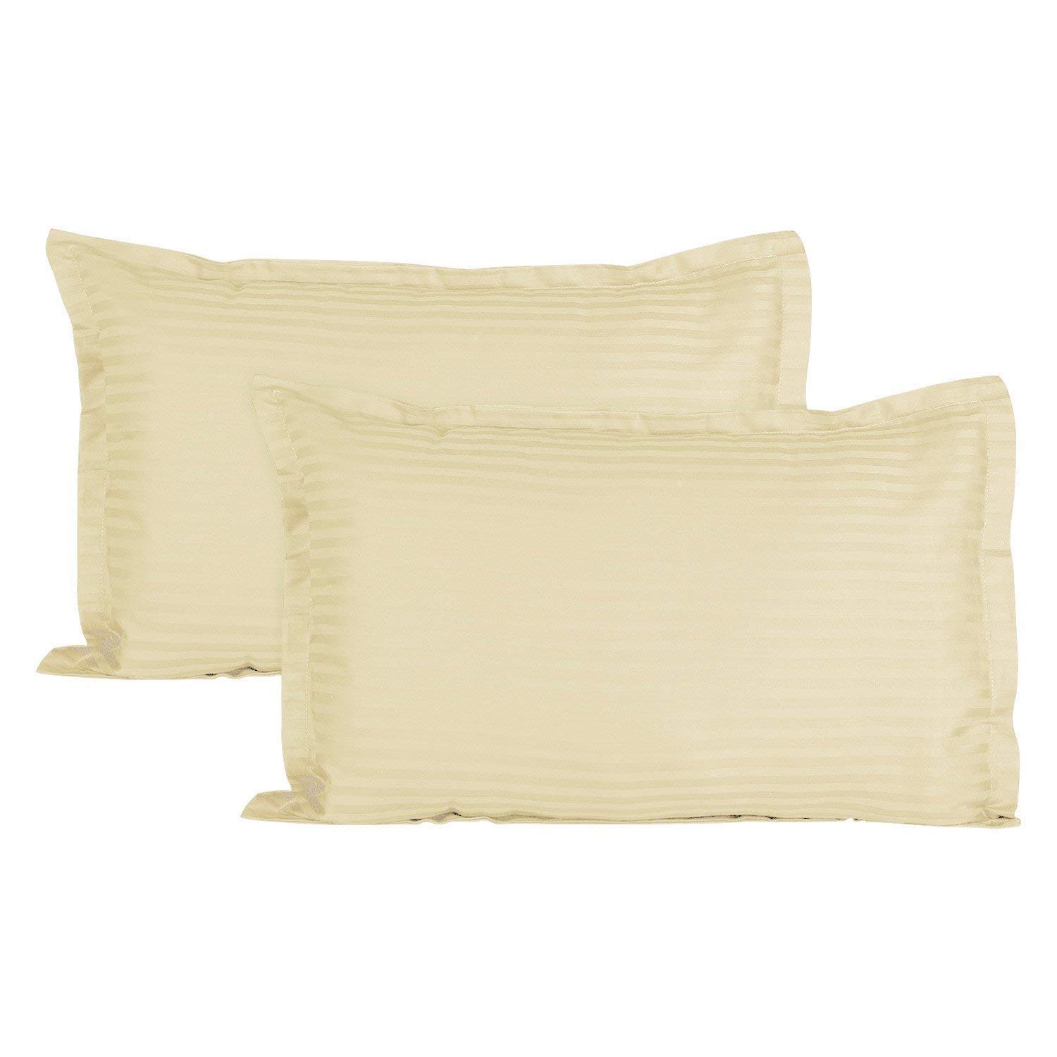 Trance Home Linen 200 TC 100% Cotton Standard Size 18x28 inch Satin Stripe Pillow Covers | Pillow Cases | Set of 2 Piece Pillow Covers only |Standard Size (Ivory, 18 X 28 inch)