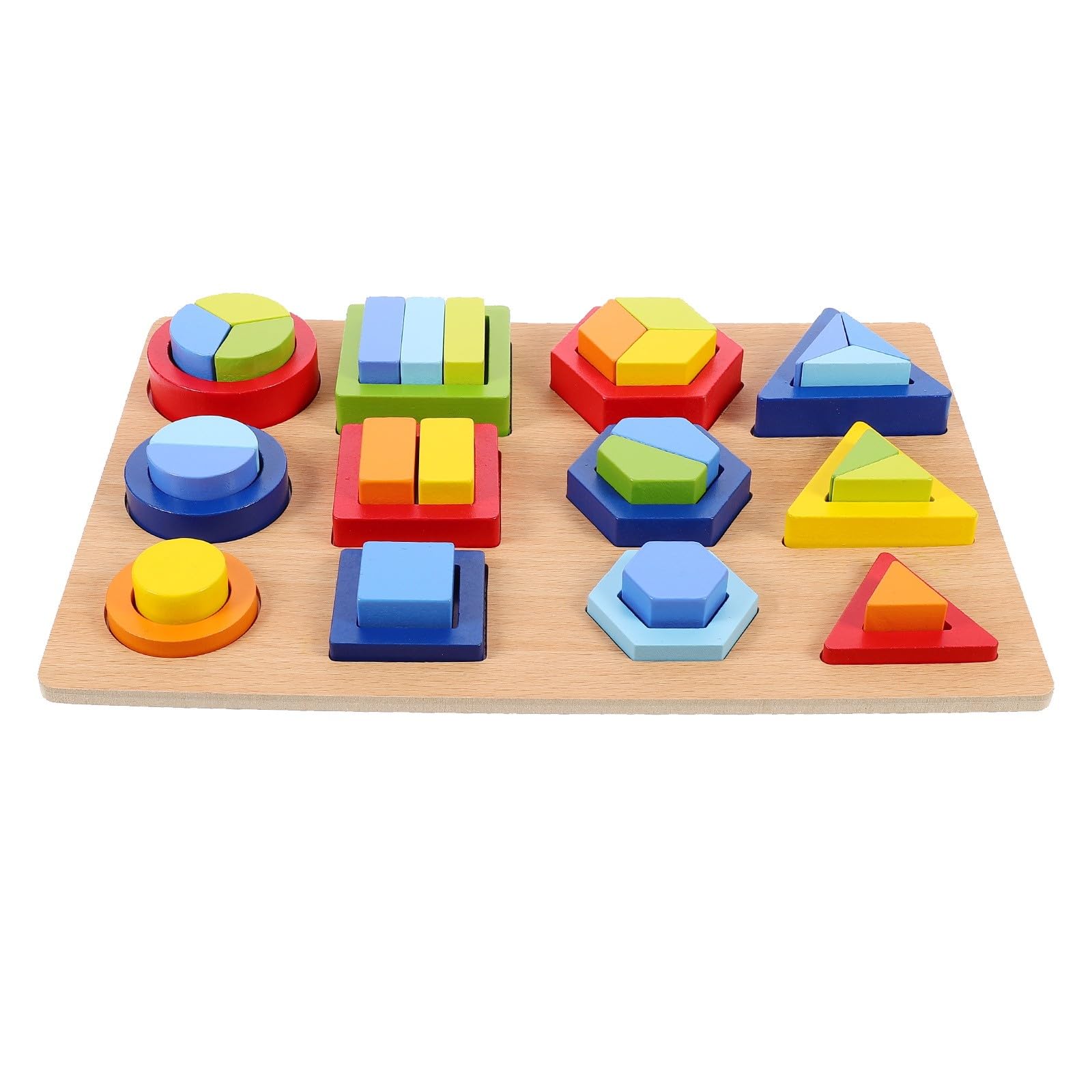 Giocattolo Didattico in Legno per Bambini, Puzzle Montessori Forme Geometriche Superfici Lisce, Gioco Educativo per Prima Infanzia e Sviluppo Cognitivo, Set Creativo