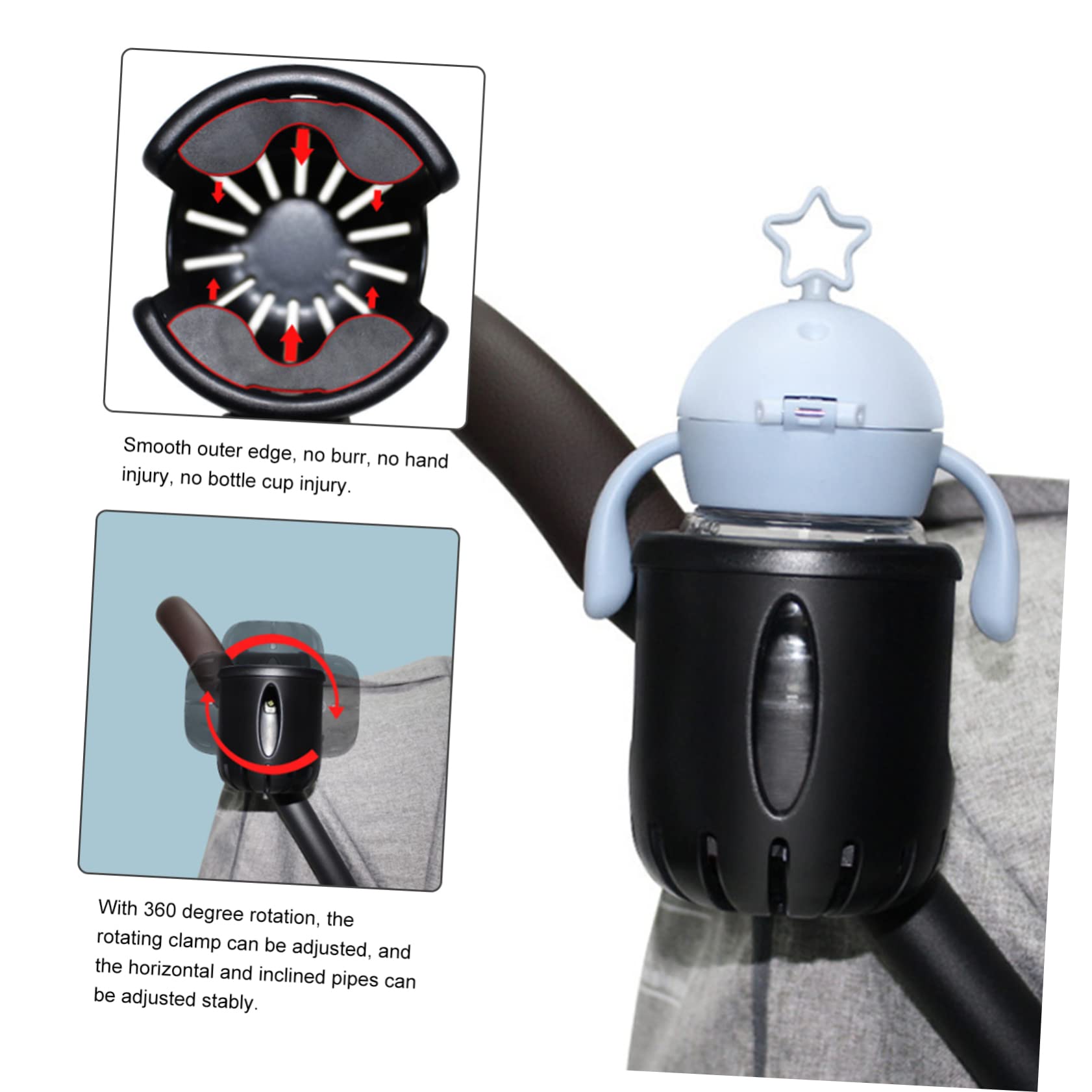 BESTonZON 2pièces Porte-Bouteille pour Poussette Et Vélo Support Ajustable pour Gobelet Accessoire Pratique pour Boissons Compatible avec Fauteuils Et Scooters