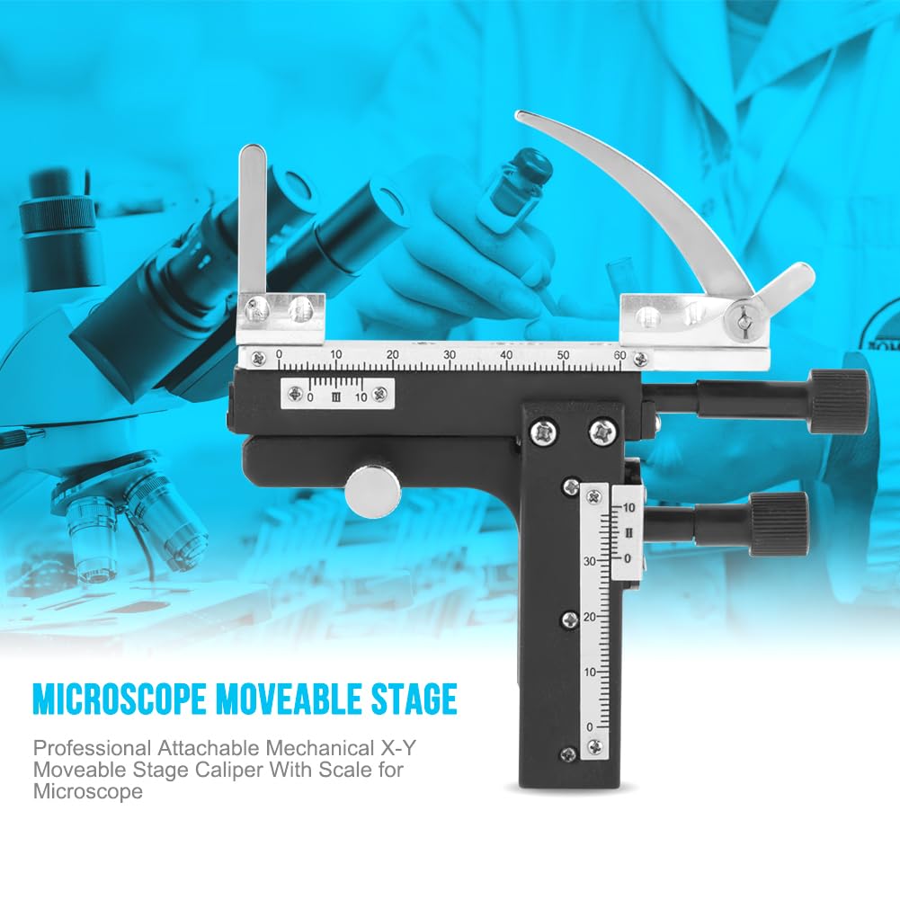 Platina Móvil para Microscopio, Platina Mecánica Acoplable Al Microscopio Mesa Calibre Desplazable Eje X-Y con Escala Mesa Portátil, para Observar Láminas Y Especímenes en Movimiento