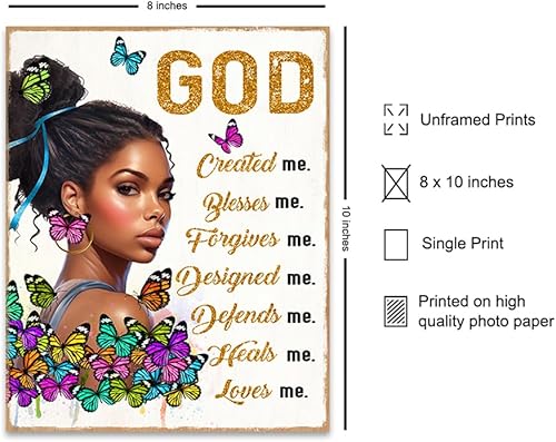 Miniatura 2 de God Wall Decor for Black women - Women's empowerment Motivational poster, spiritual Inspirational Quote - positive Quotes Wall Decor for African