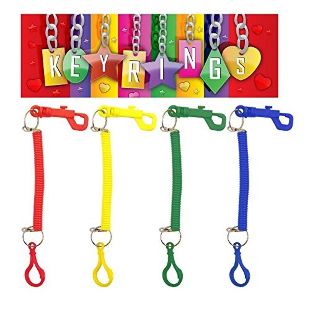 Henbrandt Multicoloured 4 X Spiral Double Plastic Hook Attachment Keyrings