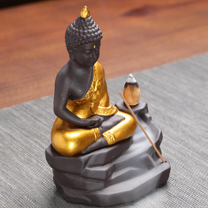 Fioletowy piasek Budda kadzidło kadzidło uchwyt kadzidła, ozdoby, budda przepływowy kadzidełko kreatywny przepływowy palnik kadzideł(C)