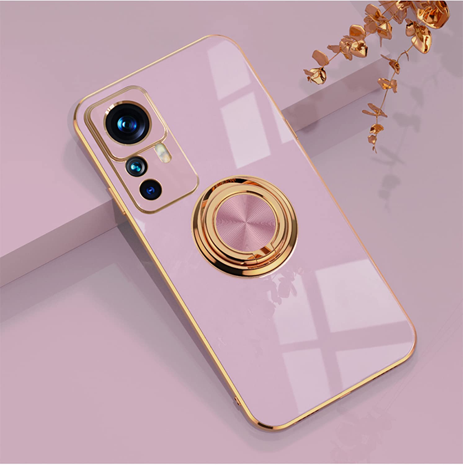 Handyhülle Mit Ringhalter Für Xiaomi 12T Pro – Magnetisch, Drehbar, TPU-Silikon, Weiß