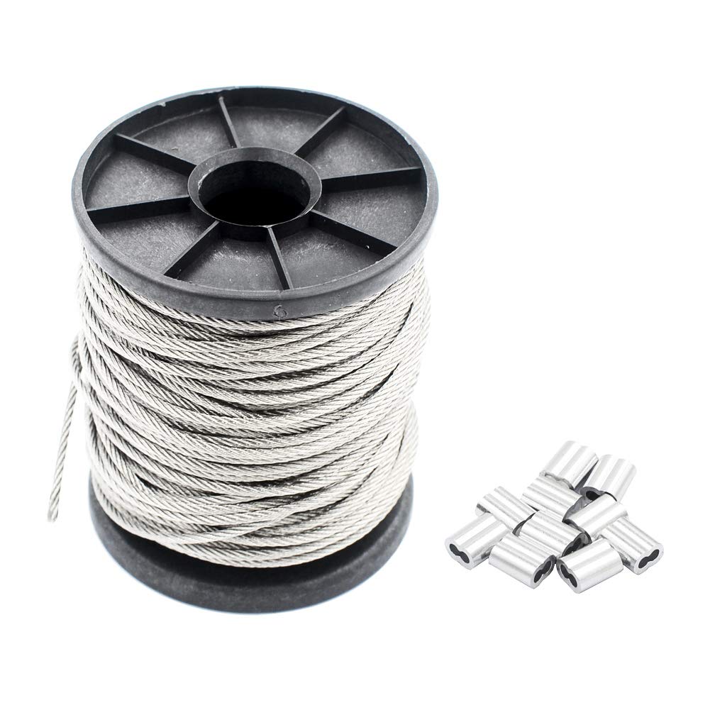 DGOL Soft PVC Coated 100 ft 304 Stainless Steel Cable Wire Rope Diameter 5/128 inch (1 mm) with 10pcs Sleeves Stops — Amazon image 10