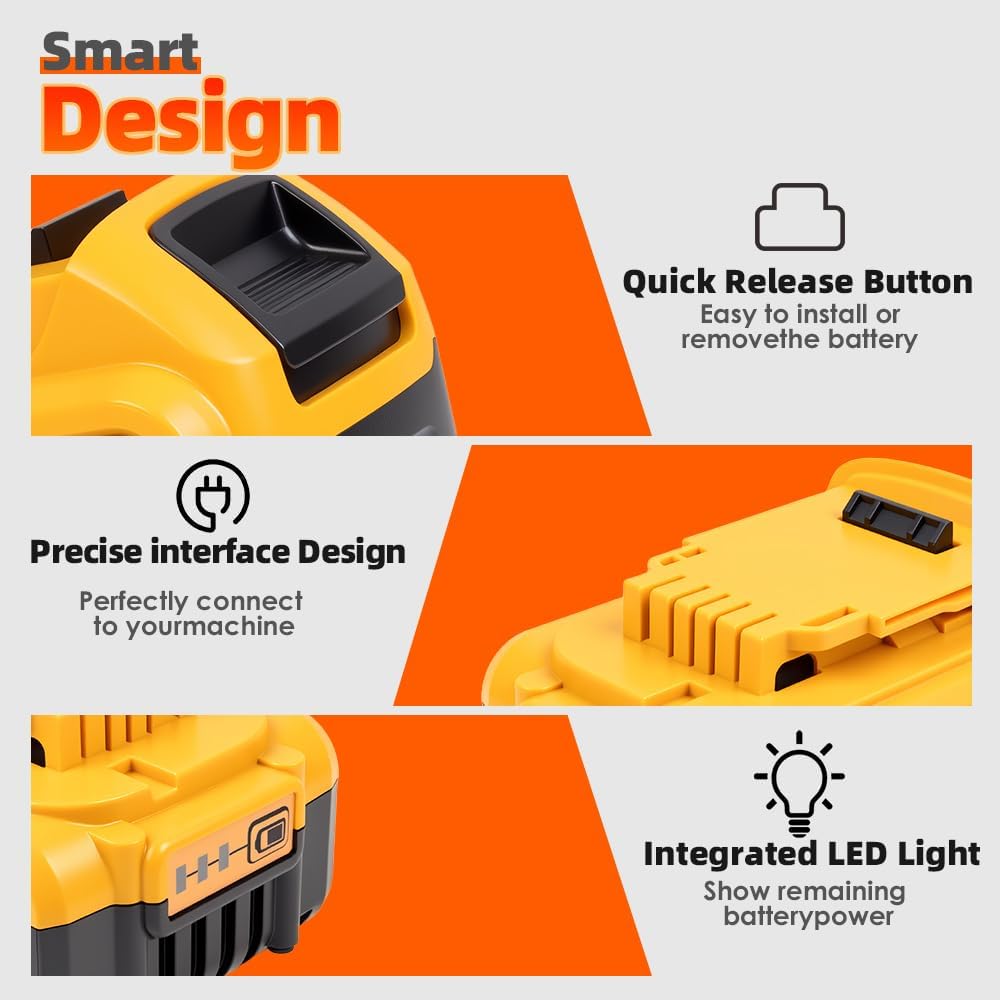 60V/20V 12.0Ah High Capacity Replacement Battery, Compatible with DeWalt 20V/60V MAX Cordless Power Tools, Replacement for DCB609 DCB606 DCB612, Long Runtime 12000mAh (6Pack/DCB200-8Ah)