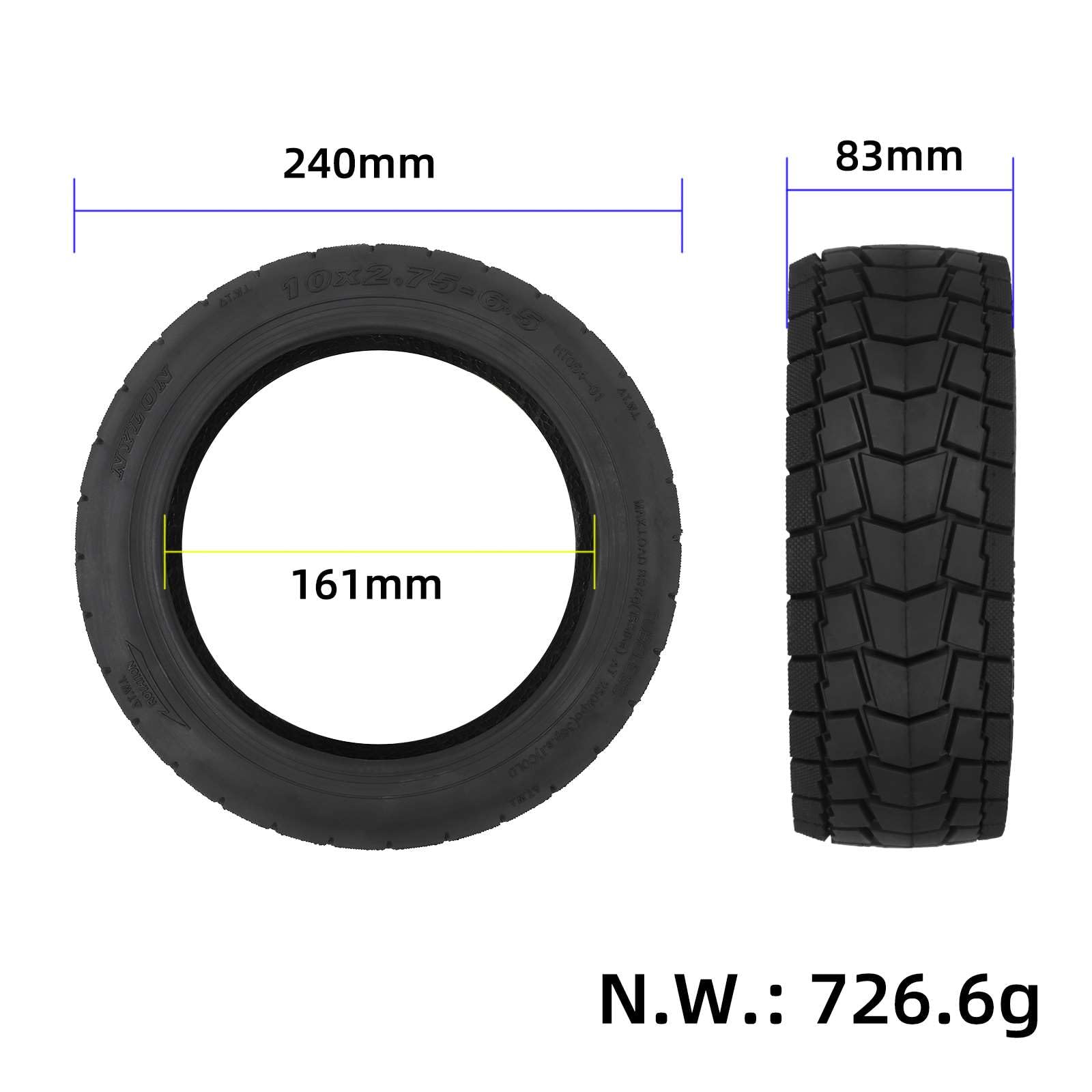 10x2,75-6,5 Pneumatici di Ricambio per KuKirin G3,KuKirin G2 Master, Speedway 5, Dualtron 3, Hover-1 Alpha, Gotrax G4 Monopattino Elettrico Pneumatici Tubeless Antiscivolo