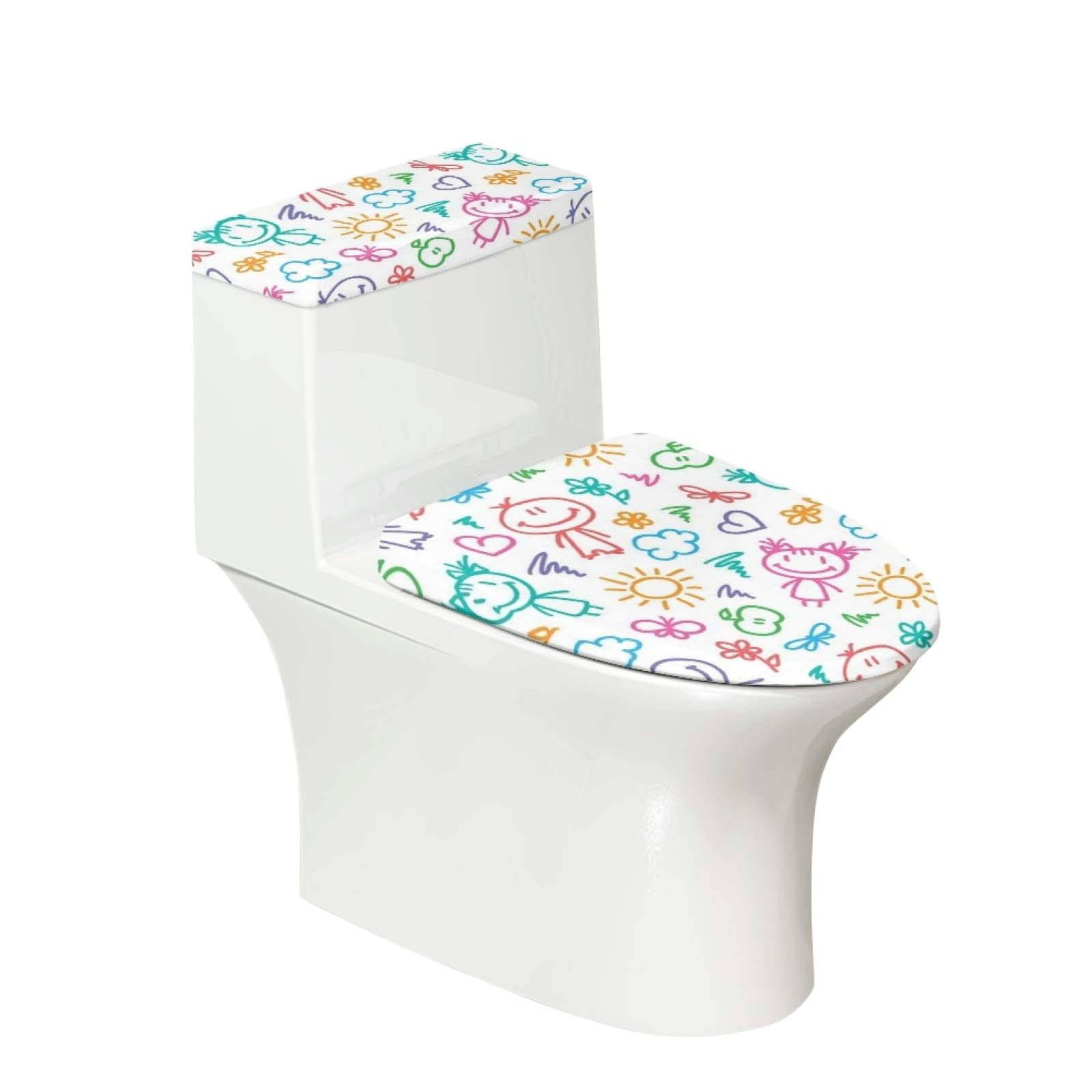 Custom Toilet Lid Cover and Toilet Tank Cover Set of 2 Pcs, Personalized Toilet Seat Cover Set of 2, Add Your Design Customized Toilet Seat Cover with Elastic Edges, Fits Most Toilet Tanks and Lids