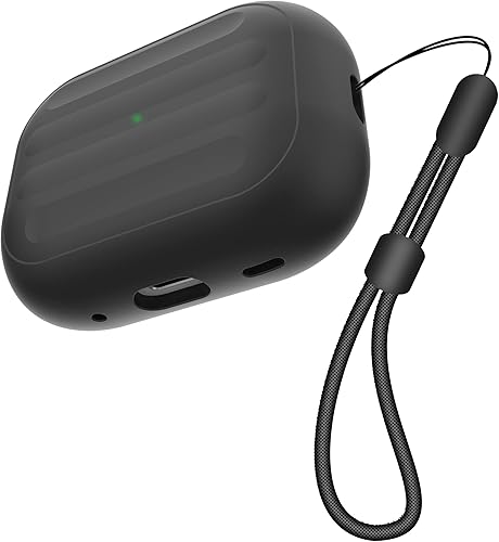 Miniatura 7 de Funda antipérdida compatible con Airpods Pro 2, carga inalámbrica, LED visible, mosquetón incluido (fluoresceína + negro)