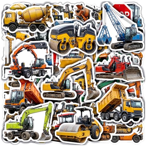 100pcs Realistic Construction Waterproof Vinyl Stickers - Cool Vehicle Decor & Party Favors for Laptop Water Bottle Classroom