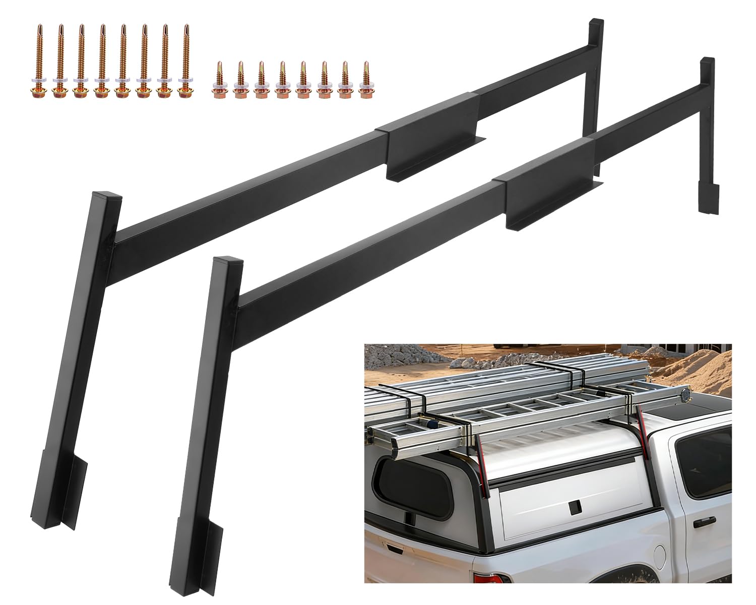 Photo 1 of ***FACTORY SEALED***Venussar Truck Cap & Topper Ladder Rack, 440 lbs Load Capacity, Heavy Duty Galvanized Steel Material, Truck Topper Roof Rack for Ladders, Lumber, Kayaks, Pipes(Drilling Required)