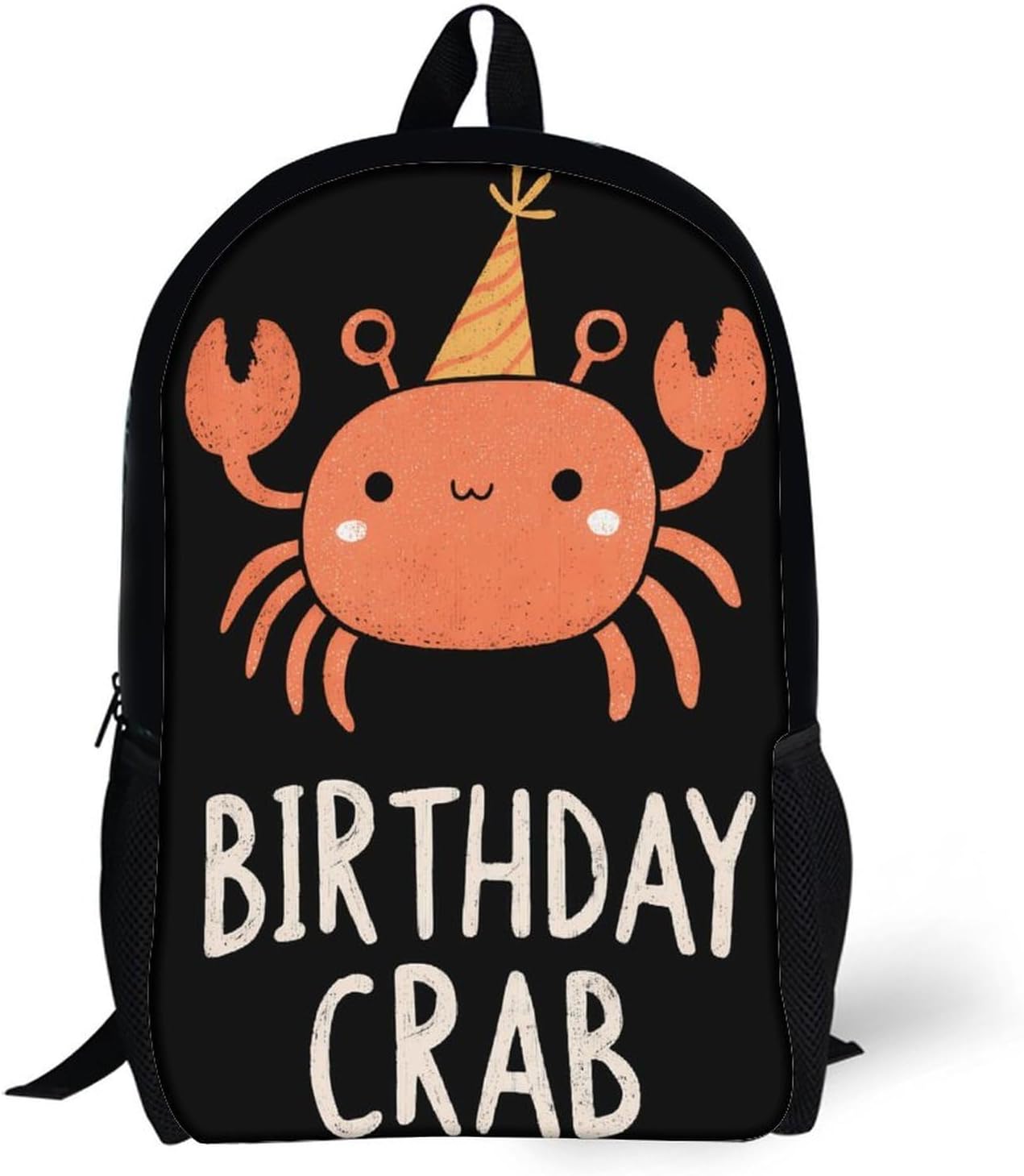 Funny Birthday Crab Unisex Backpack 17" Casual Daypacks Simple Shoulders Bag for Camping Hiking Travel Gear