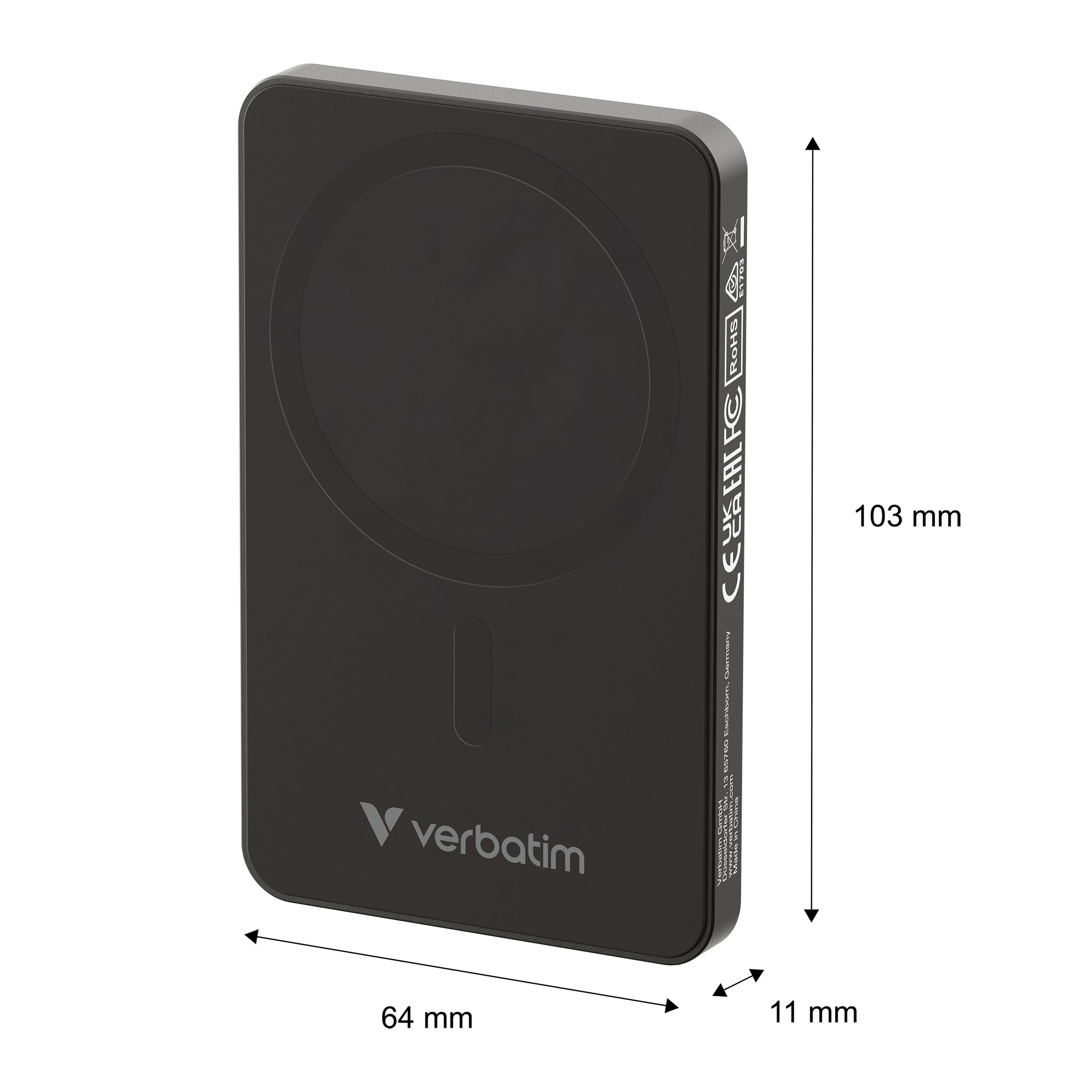 Verbatim Charge 'n' Go Essentials MagSafe 5000 mAh 15 W magnetyczny, funkcja szybkiego ładowania PD 20 W z wyświetlaczem LED do iPhone 16/15/14/13/12 Pro/Pro Max, w zestawie kabel USB C na USB C