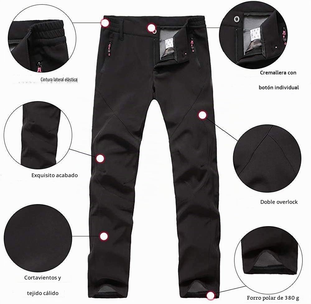 FLYGAGA Pantalones Trekking Mujer Invierno Aire Libre Impermeable Termicos Montaña Senderismo Esqui Softshell