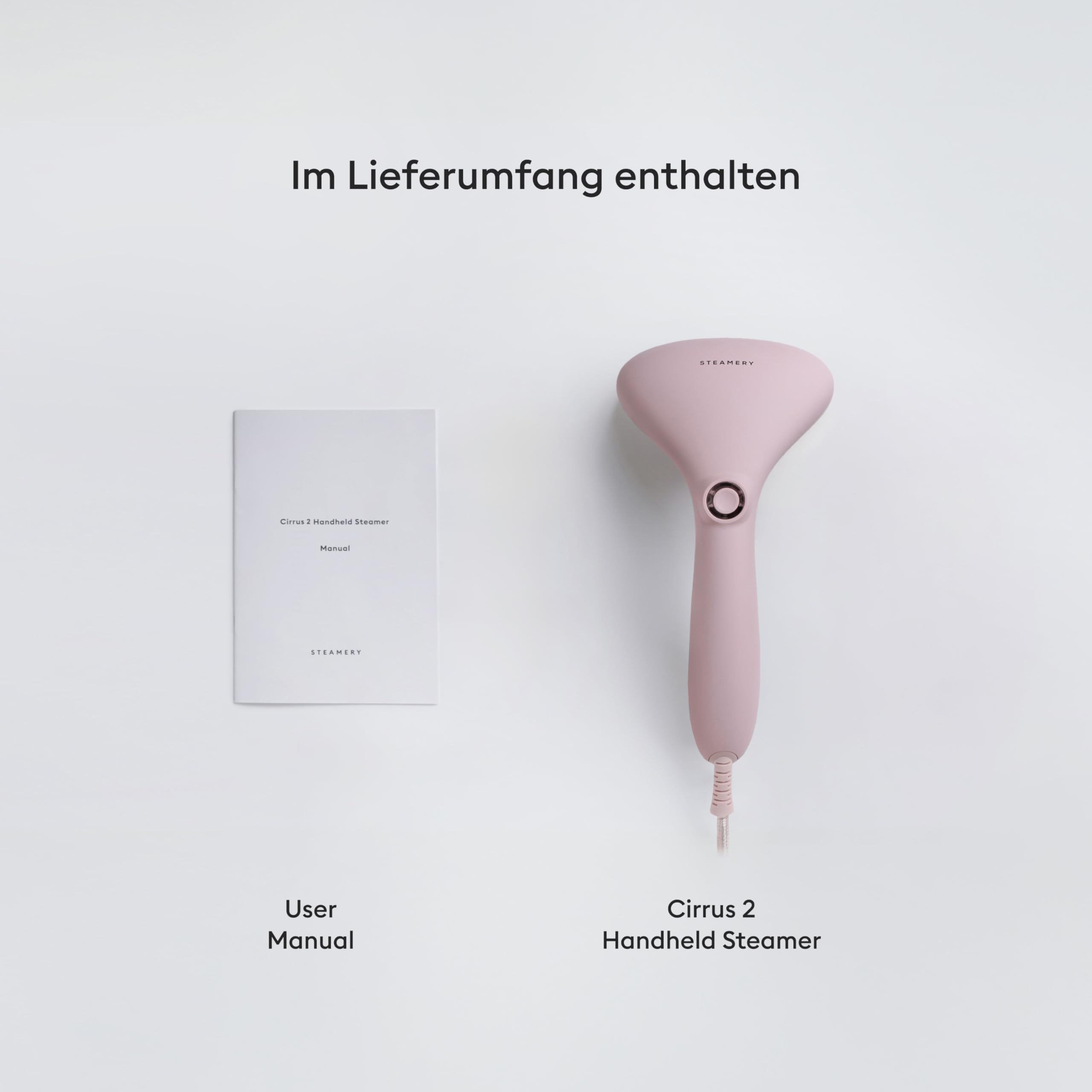 Steamery Dampfglätter Cirrus 2, 1500W, Dampfleistung 15g/min, Faltenfreie Ergebnisse, Aufheizen in 20 Sekunden, Tragbar, Ergonomisch, Skandinavisches Design, Rosa
