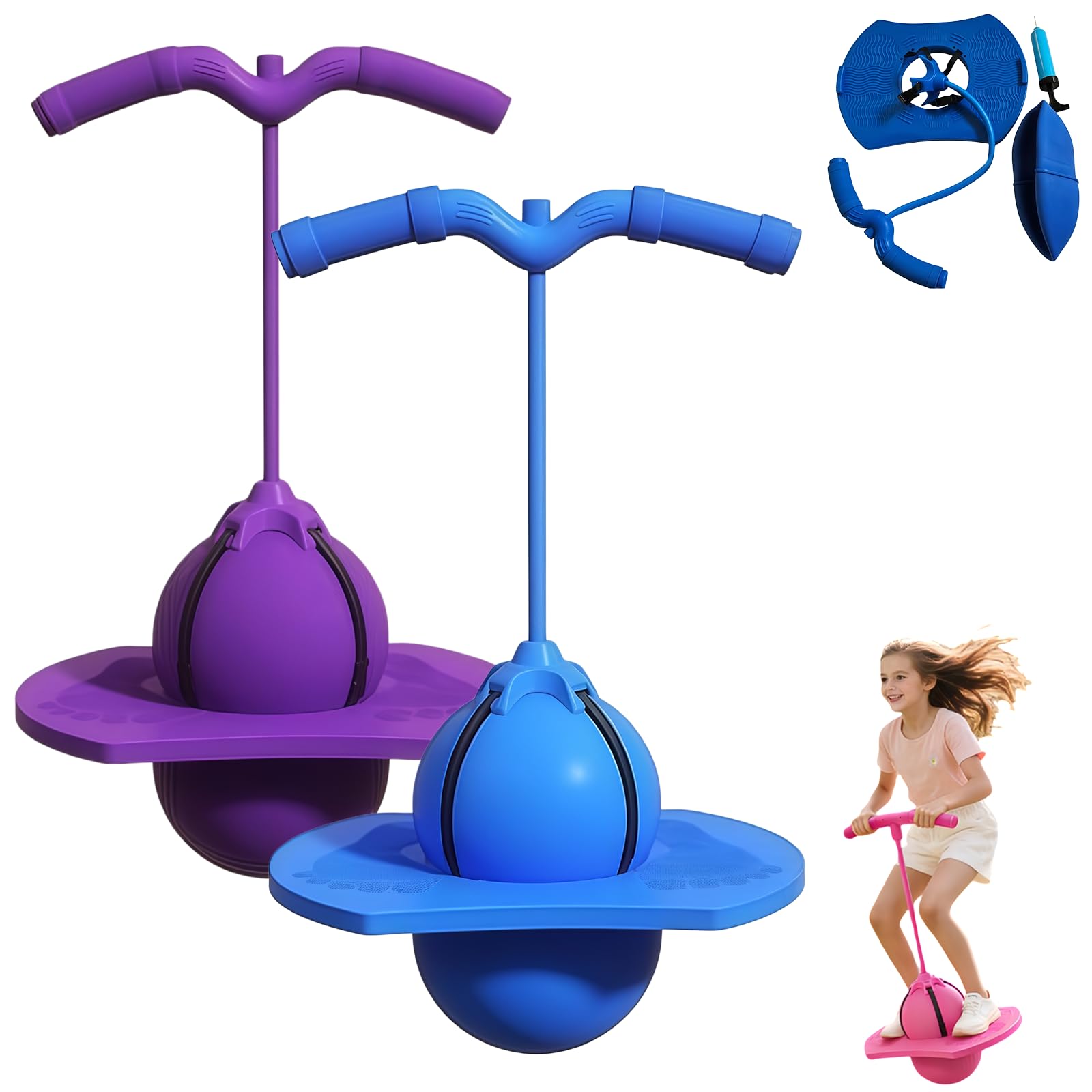 Pogo Sticks for Girls, Pogo Stick with Handle for Teens & Adults Up to 200lb, Balance Jumping Ball Safe Bouncing Pogo Jumper for Kids Age 10+, Indoor Outdoor Fun Toy with Non-Slip Foot Pads (A+B) — image 1