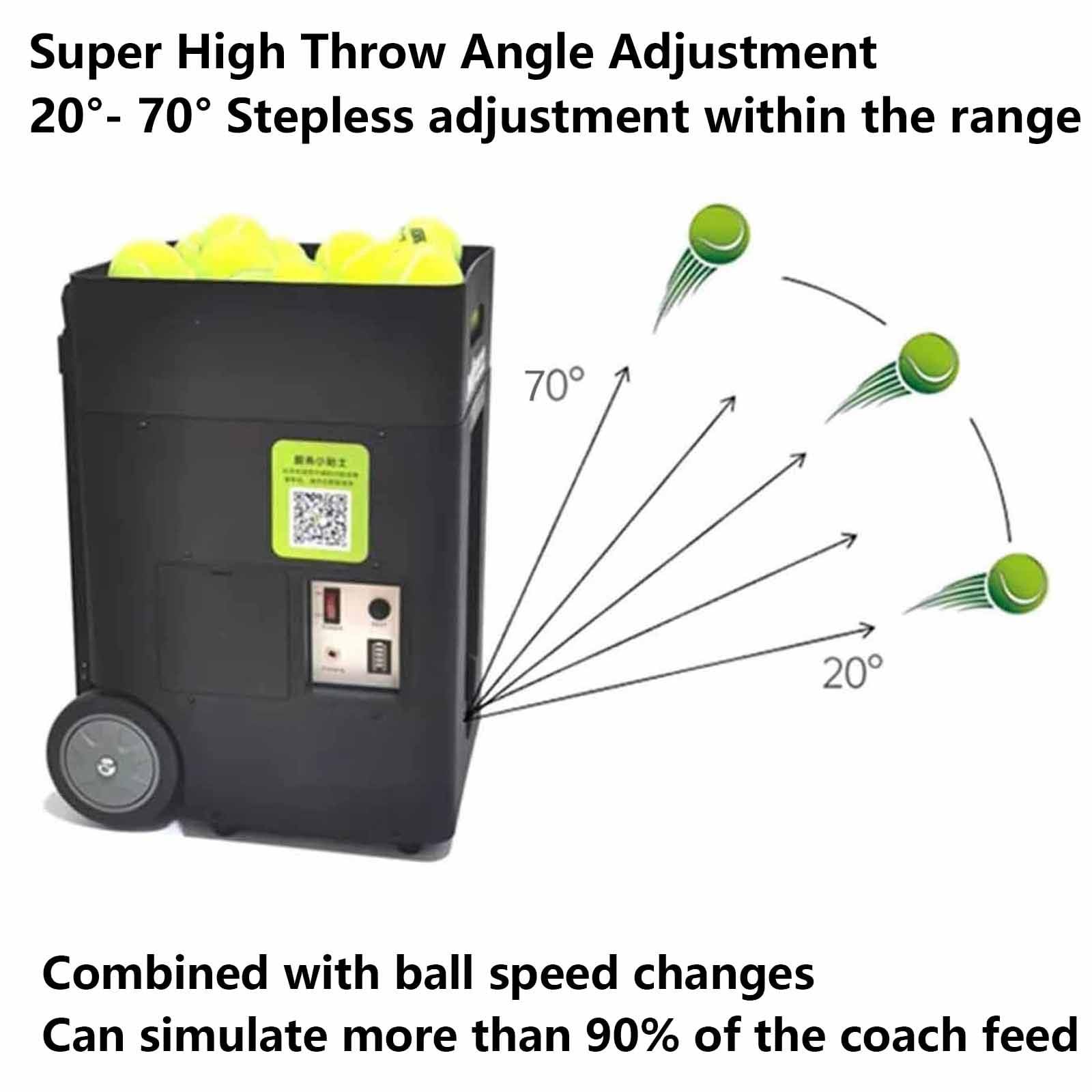 Macchina portatile per palline da tennis, dispositivo di lancio automatico intelligente con telecomando e app, angolo di lancio regolabile per allenamento da solo, 50 palline incluse