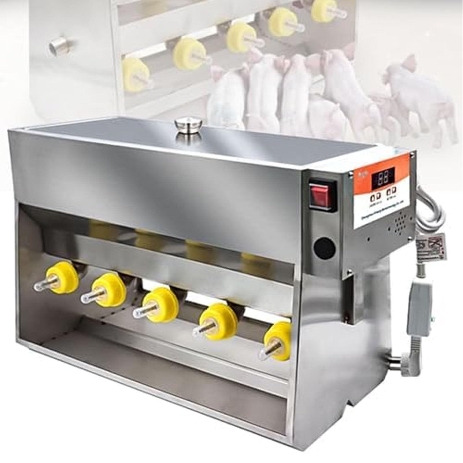 Dispensador automático de Leche para lechones de Acero Inoxidable con Orificio de Sonido, tetina de Gel de sílice 10/14, Dispositivo de agitación automático para la alimentación 15L/10Nipples